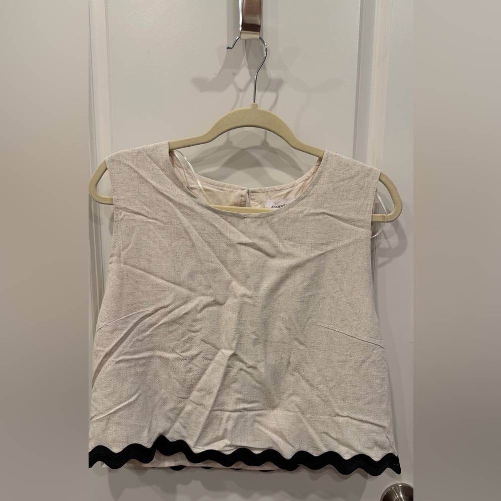 Cream Crop Top with Black Trim